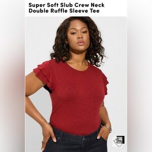 Torrid Ruffle Sleeve Tee Red